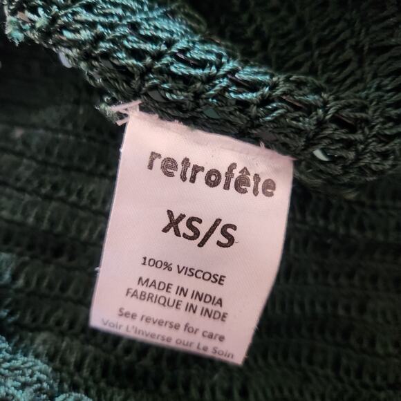 Retrofete Celeste Sequin Crochet Dress Green One Sleeve Slit Size XS/S - Picture 13 of 14